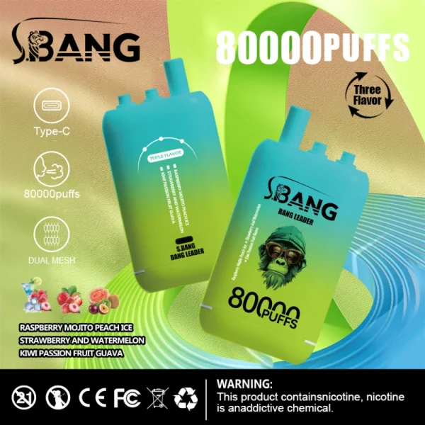 Bang-Leader-80000-80K-Puffs-three-flavor-vape_Raspberry-Mojito-Peach-Ice-Strawberry-and-Watermelon-Kiwi-Passion-Fruit-Guava_mugovape